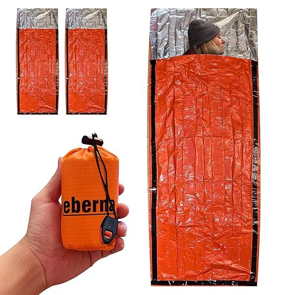 Emergency Survival Sleeping Bag & Blanket Set | Portable Thermal Bivvy Sack for Camping - 2 Pack