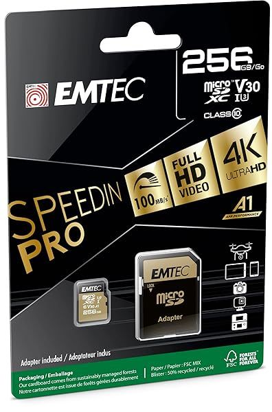 Emtec SPEEDIN' 256GB microSD Class 10 V30 UHS-I U3 - Fast Storage for All Devices