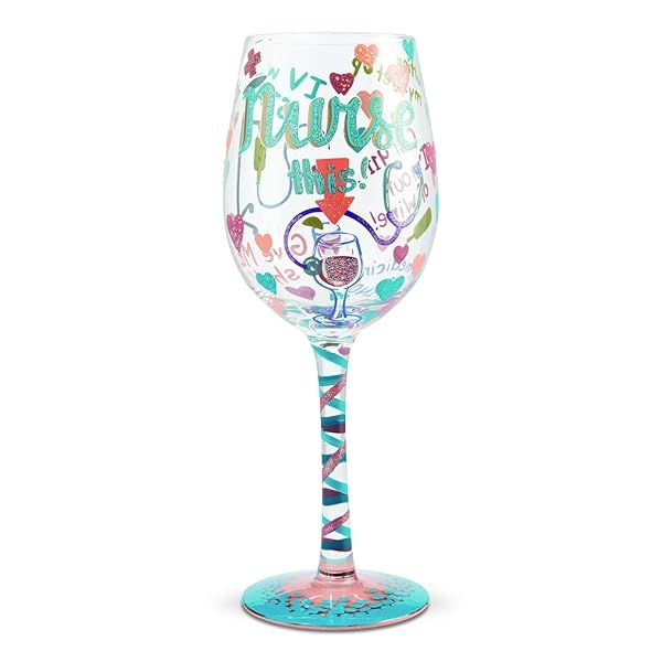 Enesco Lolita Nurse Hand-Painted Wine Glass - Artisan Multicolor Design, 440ml