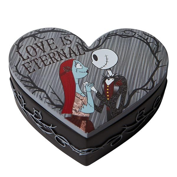 Enesco Disney Nightmare Before Christmas Jack & Sally Jewelry Storage Box - 1.26 Inch Trinket Holder