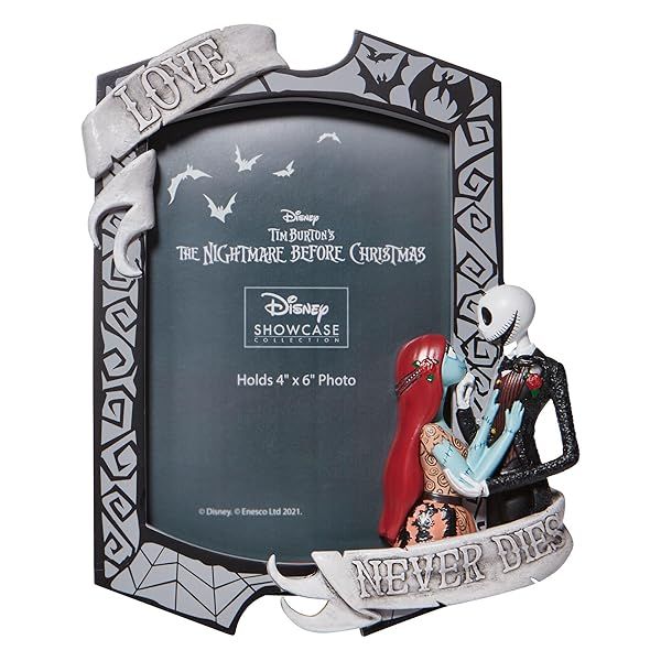 "Enesco Disney Nightmare Before Christmas Jack & Sally Photo Frame - Couture de Force, 7.875" H, Multicolor"