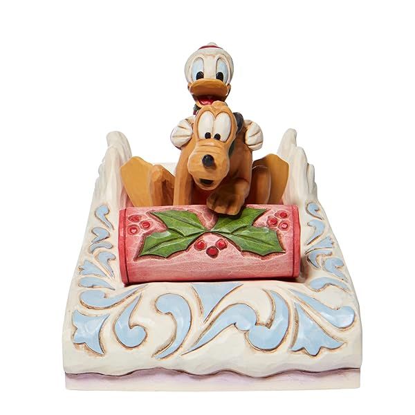 Enesco Disney Traditions Jim Shore Donald Duck & Pluto Sledding Figurine - 4.5 Inch Multicolor Collectible