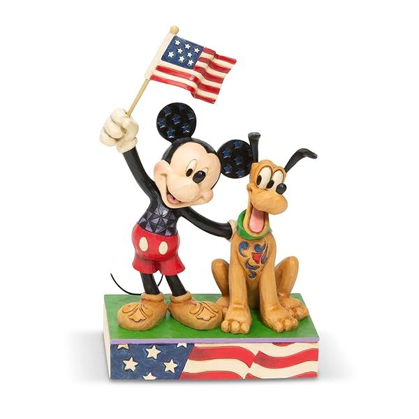Enesco Disney Traditions Jim Shore Mickey Mouse & Pluto Patriotic Figurine - 7 Inch Multicolor Collectible