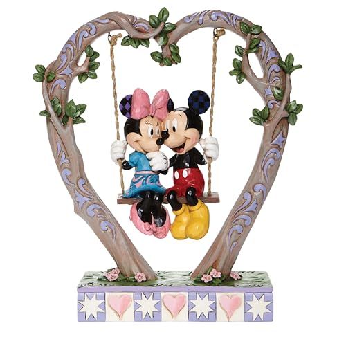 Enesco Disney Traditions Jim Shore Mickey & Minnie Mouse Heart Swing Figurine - 9 Inch Multicolor Collectible