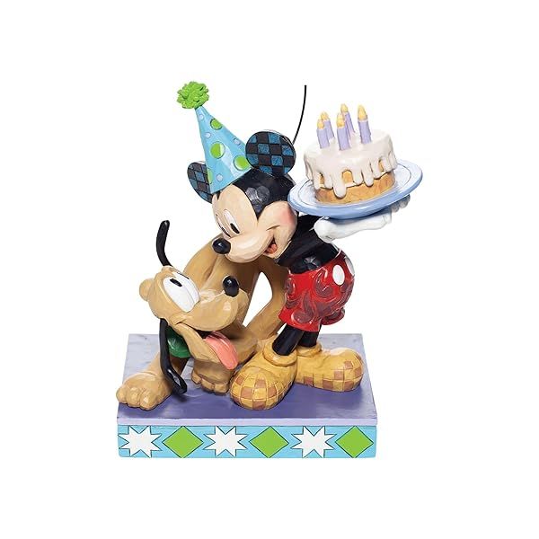 Enesco Disney Traditions Jim Shore Pluto & Mickey Mouse Birthday Cake Figurine - 6.2 Inch Multicolor Collectible