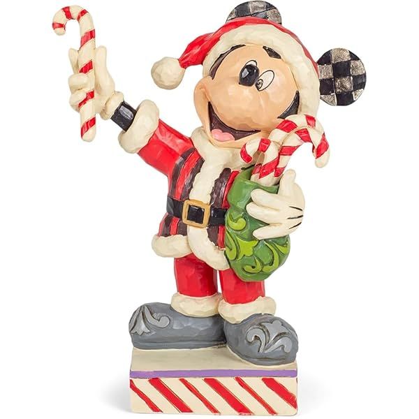 Enesco Jim Shore Disney Traditions Santa Mickey Mouse Figurine - 6.18 Inch Candy Cane Design