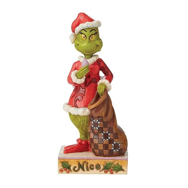 Enesco Jim Shore Grinch Double-Sided Figurine - 8.27 Inch Naughty & Nice Collectible