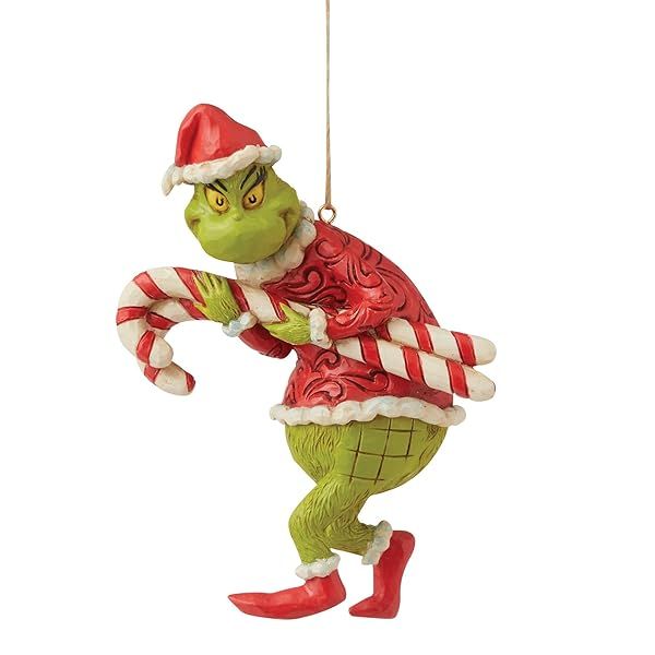 Enesco Jim Shore Grinch Candy Canes Ornament - 4.72 Inch Christmas Decor