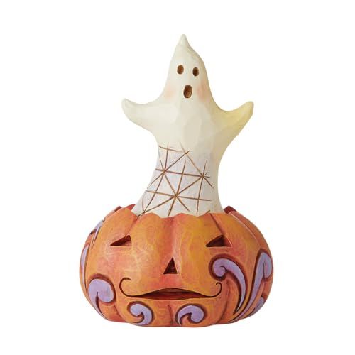 Enesco Jim Shore Heartwood Creek Ghost in Pumpkin Figurine - 3.94 Inch Multicolor Collectible