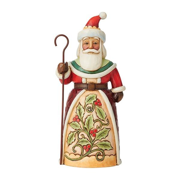 Enesco Jim Shore Heartwood Creek Santa Figurine - Ivy Holly & Day so Jolly, 5.25 Inch, Multicolor Collectible