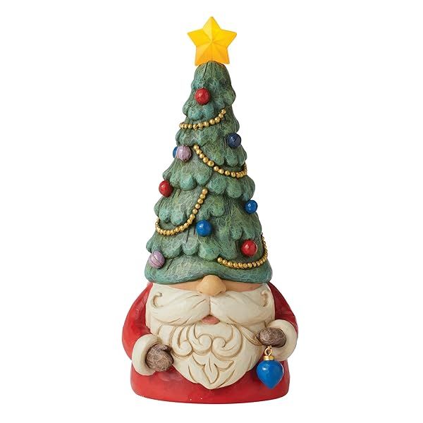 Enesco Jim Shore Heartwood Creek Lighted Christmas Tree Gnome Figurine - 9.25 Inch Multicolor Decor