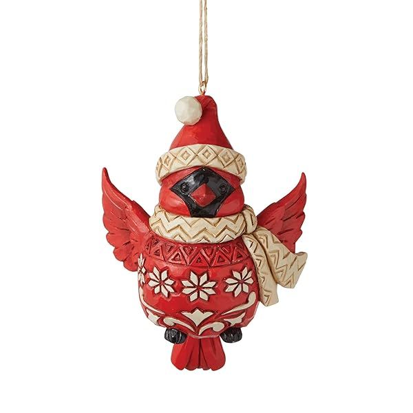 Enesco Jim Shore Nordic Noel Cardinal Ornament - 4.33 Inch Multicolor Christmas Decor