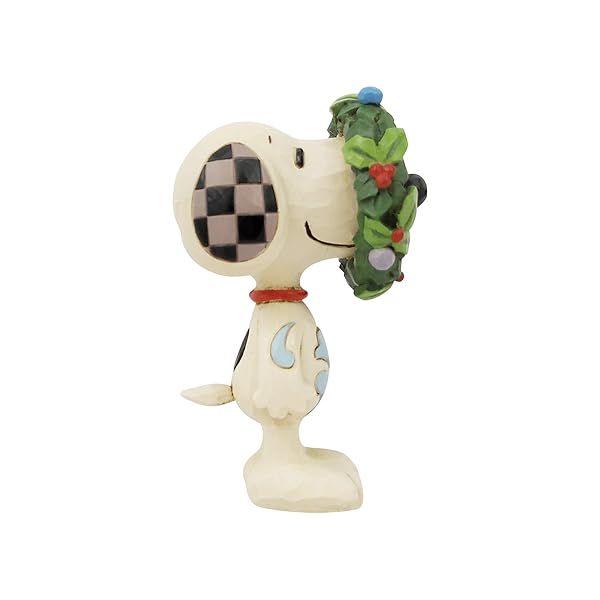 Enesco Jim Shore Peanuts Snoopy Wreath Miniature Figurine - Colorful Collectible Decor