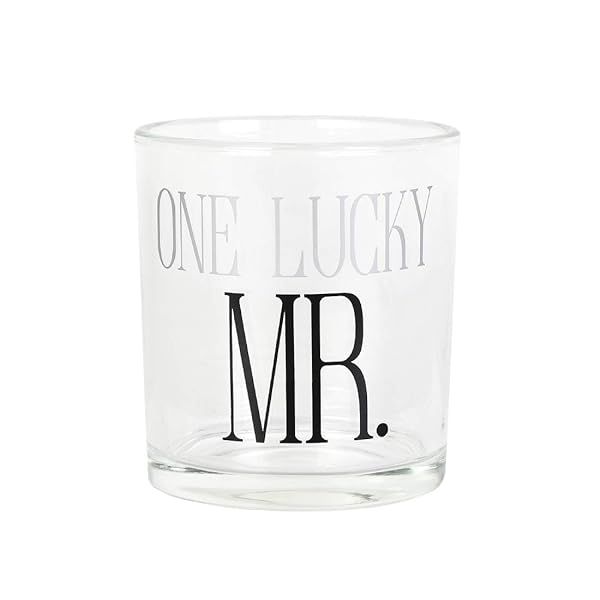 Enesco Our Name is Mud One Lucky Mr. Rocks Glass - 12oz Clear Drinkware for Unique Gifts