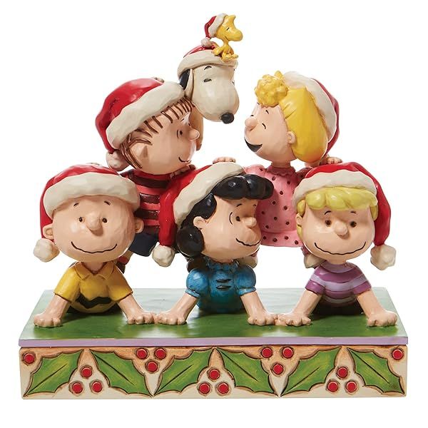 Enesco Peanuts Jim Shore Holiday Pyramid Figurine - 6.5 Inch Stacked with Friendship, Multicolor Collectible
