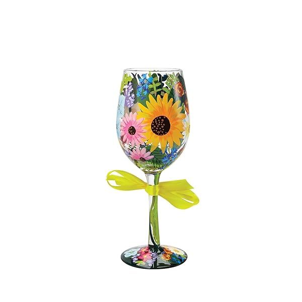 Enesco Colorful Wine Glass - 1 Count (Yellow, Green, Blue, Red, Pink, Purple) for Stylish Entertaining