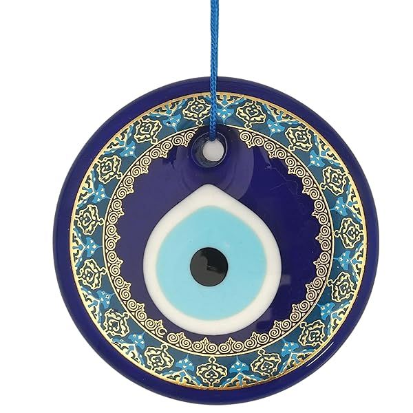 "Erbulus 4.3" Blue Evil Eye Wall Hanging - Handmade Turkish Nazar Amulet for Home Protection & Decor"