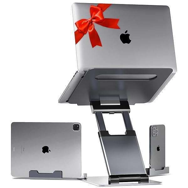"Adjustable Ergonomic Laptop Stand for Desk - Portable Riser Fits 10-17" Laptops, MacBook & More"