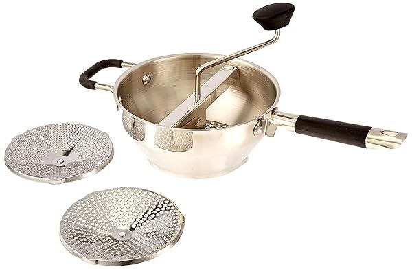 ExcelSteel Food Mill with 3 Grinding Sizes - Perfect for Soups, Sauces & Versatile Textures