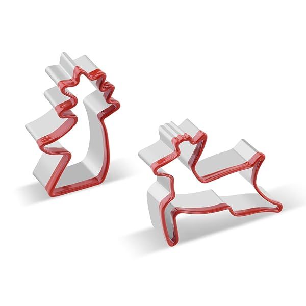 FASAKA Deer Cookie Set Stainless Steel Gingerbread Boy Shape Cutters for Baking and Decorating Cookies