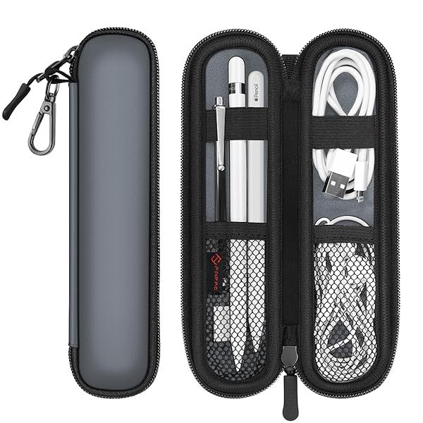 Fintie Pen Holder Case for Apple Pencil Pro and Stylus Soft Neoprene Zipper Sleeve Pouch Gray