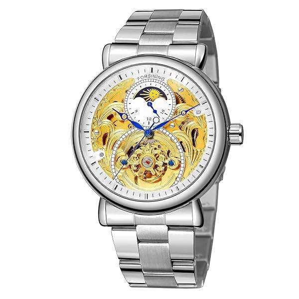 Buy FORSINING Men's Automatic Waterproof Moon Phase Watch - Stylish Stainless Steel Wristwatch