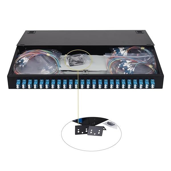 FYBOPTWU-24 Duplex Singlemode 48 Port LC Fiber Optic Rack Mount Enclosure Box with Splice Trays and Pigtail for 19 Inch Racks