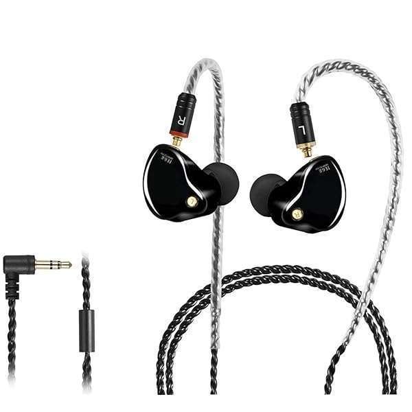 Famedy In-Ear Monitors: HiFi Wired Earbuds with Tesla Tech & Noise Isolation for Musicians - MMCX Detachable Cables (Black)