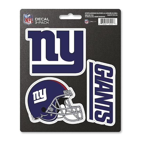 Fanmats NFL New York Giants Team Decal 3-Pack - Stylish Blue Stickers for Fans