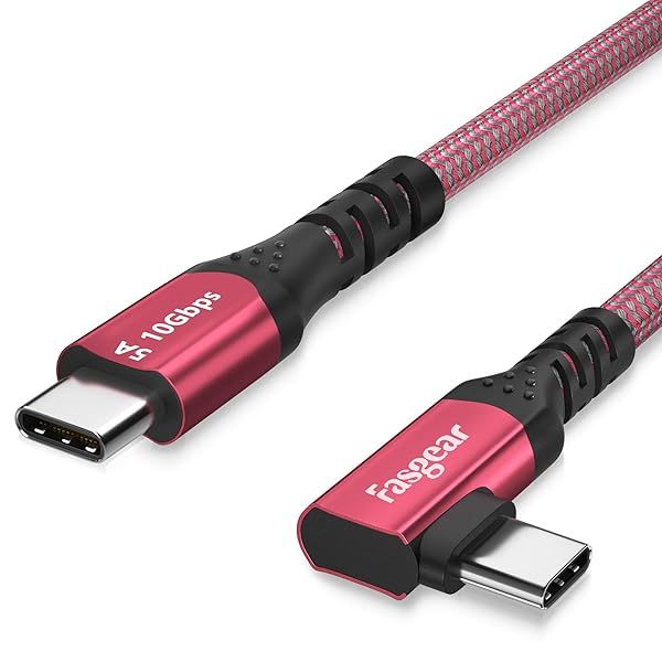 Fasgear USB C to USB C 3.1 Gen 2 Cable 10ft, 10Gbps 100W(20V/5A) Power Delivery with E-Marker Chip 10Gbps Data Sync 4K@60Hz Video Output Compatible for Type-C Devices,Quest Link,MacBook, 3m Red