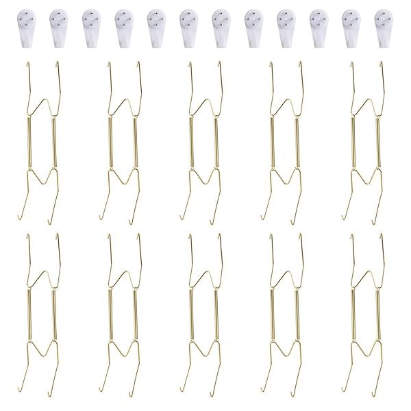 Fasunry 10 Pack Plate Hangers & 12 Wall Hooks for 8.5-10.5 Inch Decorative Plates & Antique China