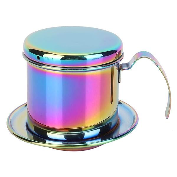 Fdit Stainless Steel Colorful Vietnamese Coffee Filter Set for Perfect Pour Over Coffee Dripper and Infuser Brewer