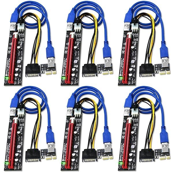 FebSmart GPU Risers for Ethereum Mining: PCIE X16 Extension Cables (6PCS) - Optimize Your ETH Mining Rig