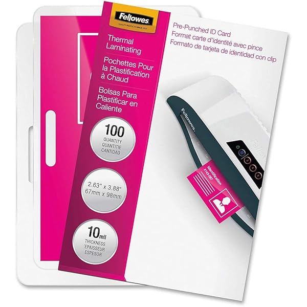 Fellowes 10 Mil Hot Laminating Pouches for ID Cards - 100 Pack (52051) | Durable & High-Quality Protection