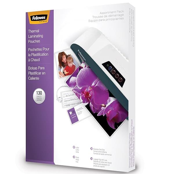 Fellowes Laminating Pouch Starter Kit 130 Pack (5208502) - Perfect for Home & Office Use
