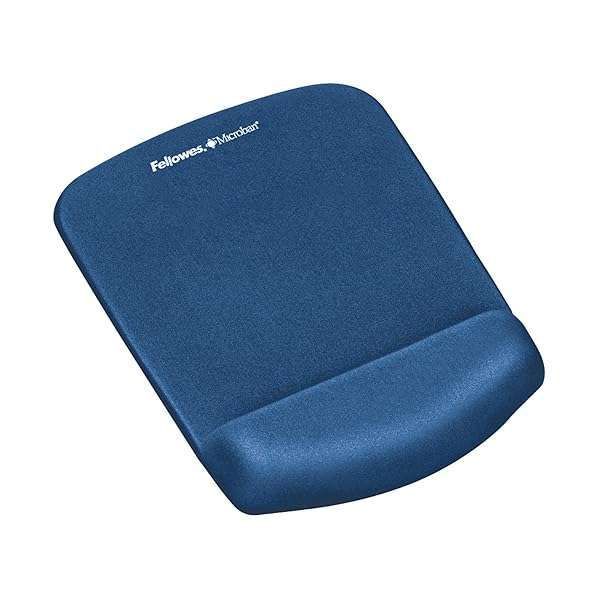 Fellowes PlushTouch Mouse Pad & Wrist Rest with FoamFusion Technology - Comfort & Support in Blue (9287301)