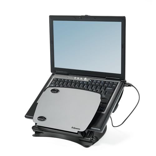 Fellowes Professional Series Laptop Workstation with 4-Port USB Hub - Ergonomic Black Design for Efficient Work