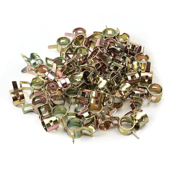 Fielect 50pcs 11/32 inch 9mm Spring Band Hose Pipe Clamp Low Pressure Fasteners Kit for Plumbing Automotive Mechanical Use