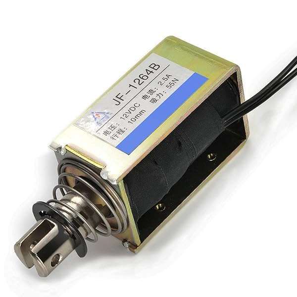 Fielect DC 12V 0.5A Solenoid Electromagnet - 10mm Stroke Push Pull Linear Motion JF-1264B-12V