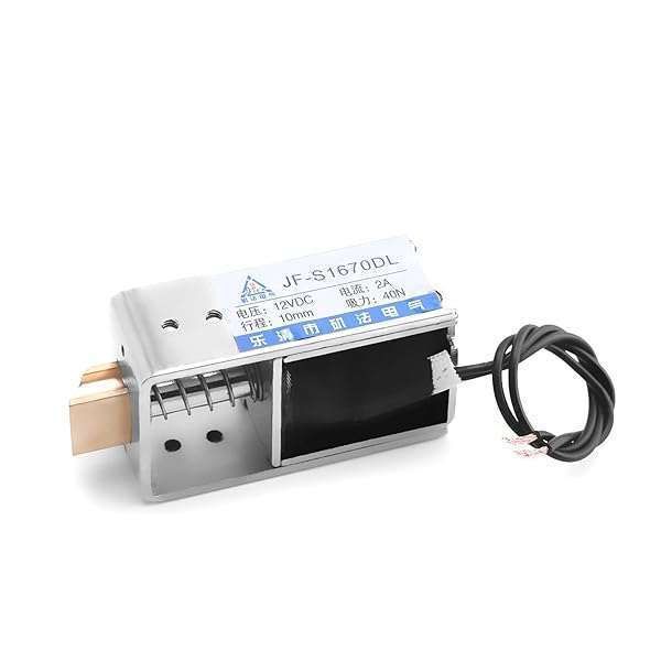 Fielect DC 12V 40N Pull Type Solenoid Electromagnet - 10mm Stroke, 0.4A, Linear Motion JF-S1670DL-12V