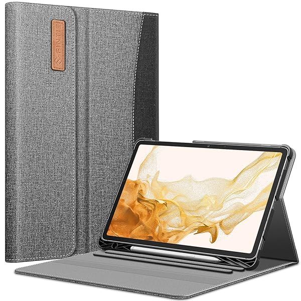 "Fintie Case for Samsung Galaxy Tab S8 Plus/S7 FE/S7 Plus - 12.4" Portfolio Cover with S Pen Holder & Auto Sleep/Wake - Gray"