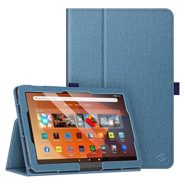 Fintie Folio Case for Amazon Fire HD 10 and 10 Plus Tablet Slim Fit Standing Cover Auto Sleep Wake Twilight Blue