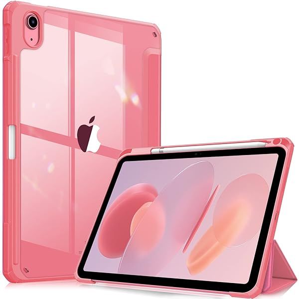 Fintie Hybrid Slim Case for iPad 11th Generation 10.9 Inch Shockproof Cover with Clear Back Shell and Pencil Holder Pink