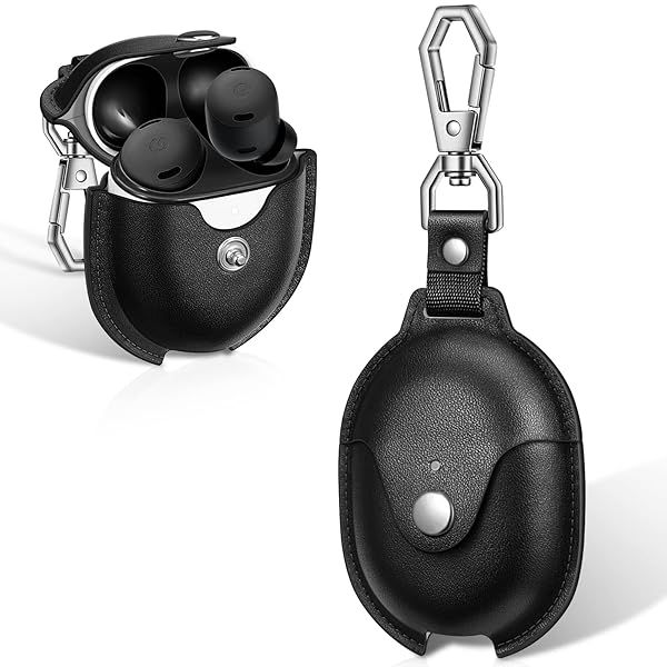 Fintie Protective Case for Google Pixel Buds Pro 2 and 2022 Premium PU Leather Slim Fit Cover with Keychain Black