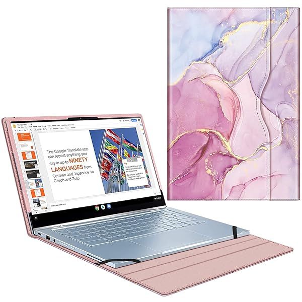 Fintie Premium PU Leather Sleeve Case for 14 Inch ASUS Chromebook Flip C433TA Lenovo Yoga Slim 7 Dell Latitude Glittering Marble Design