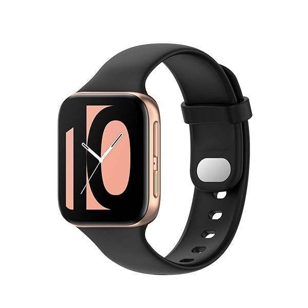 FitTurn Silicone Watch Band for Oppo 41mm & 46mm - Stylish Replacement Strap for Men & Women with Metal Button (Black)