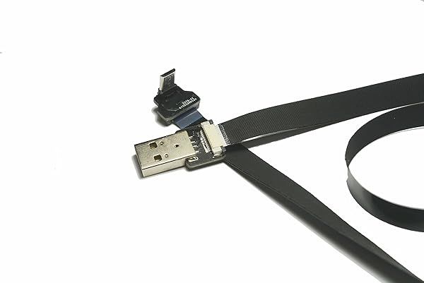 Flat FFC USB FPV Slim Thin Ribbon FPC Cable Micro USB 90 Degree to Standard USB A for Charging and Synchronizing 40CM