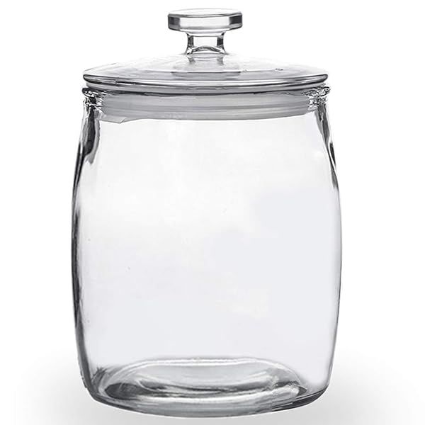 Folinstall 0.5 Gallon Wide Mouth Apothecary Jar - Clear Glass Storage for Kitchen & Laundry, Perfect for Cookies, Candy, Flour & More
