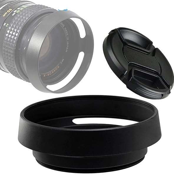 Fotasy 43mm Metal Curved Lens Hood - Vented Screw-in for Fuji, Leica, Panasonic, Olympus, Sony Lenses