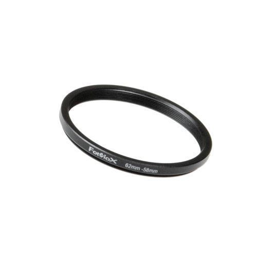Fotodiox 62mm to 58mm Metal Step Down Ring - Anodized Black for Superior Durability